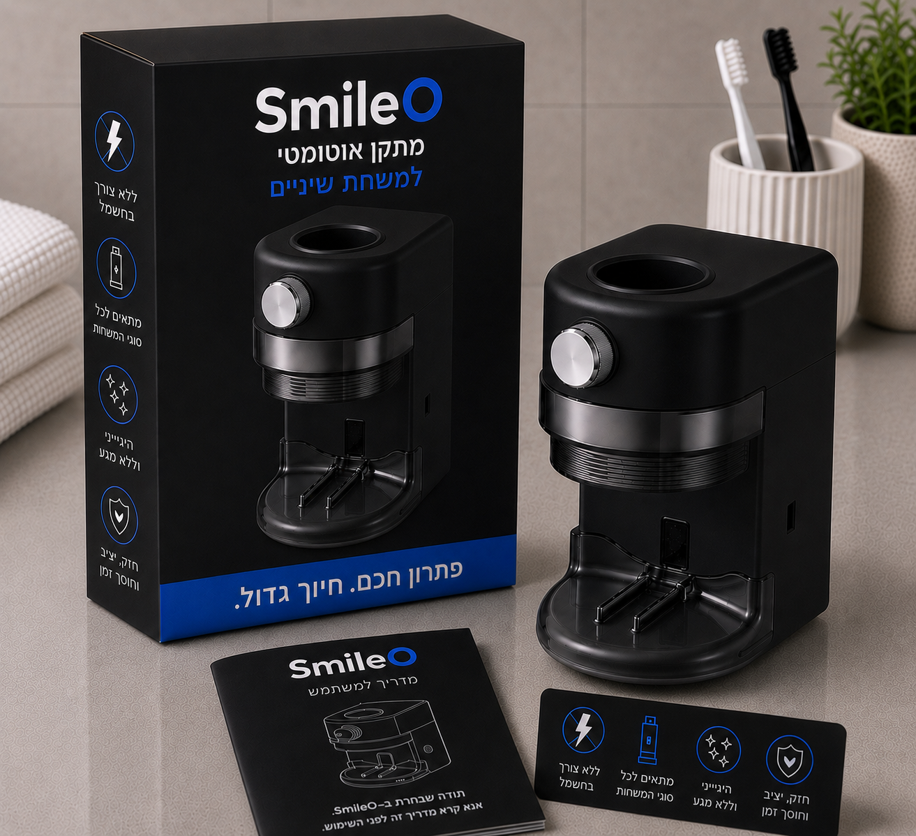 מתקן משחת שיניים אוטומטי עם חיישן
